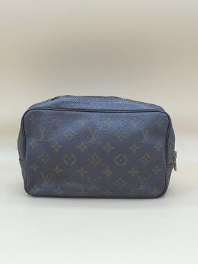 Louis Vuitton Monogram Canvas Blue Toiletry Bag With Zipper Closure